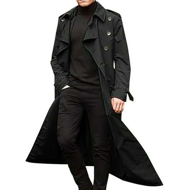 New Men's Zipper Jacket Collar Coat Overcoat Warm Casual Outwear Black Coats
